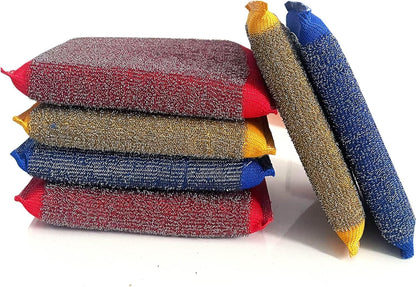 Steel Wool Scrubber Dish Sponges - Kitchen Scrubbing Pads Pot Scrubber for Kitchen Non Scratch, Soft and Fast sponges for Cleaning (6 Pack)