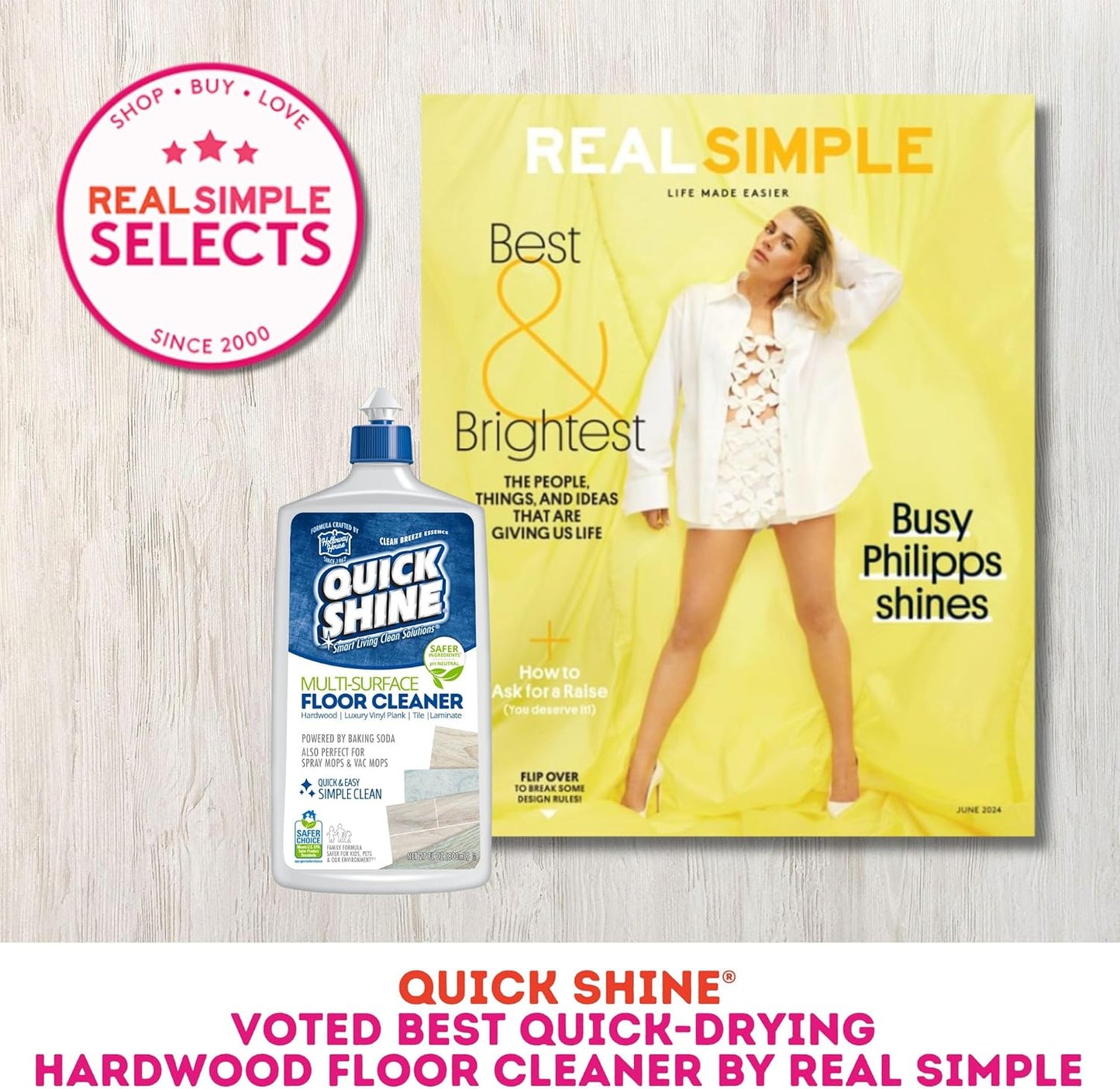 Quick Shine Multi Surface Floor Cleaner 64oz, Ready to Use-Streak Free-No Rinse, Use on Hardwood, Laminate, Luxury Vinyl Plank & Stone, Use in Spray Mops & Vac Mops, Safer Choice Cleaner