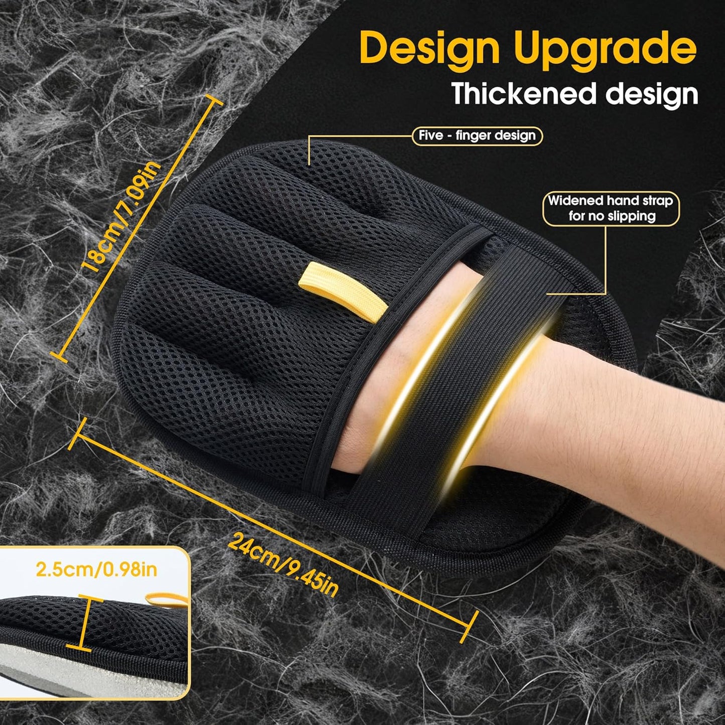 Pet Hair Removal Glove for Dogs & Cats;Upgraded Thickened with Static Technology Reusable for Carpets Clothes Sofas Bedding & More