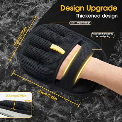 Pet Hair Removal Glove for Dogs & Cats;Upgraded Thickened with Static Technology Reusable for Carpets Clothes Sofas Bedding & More