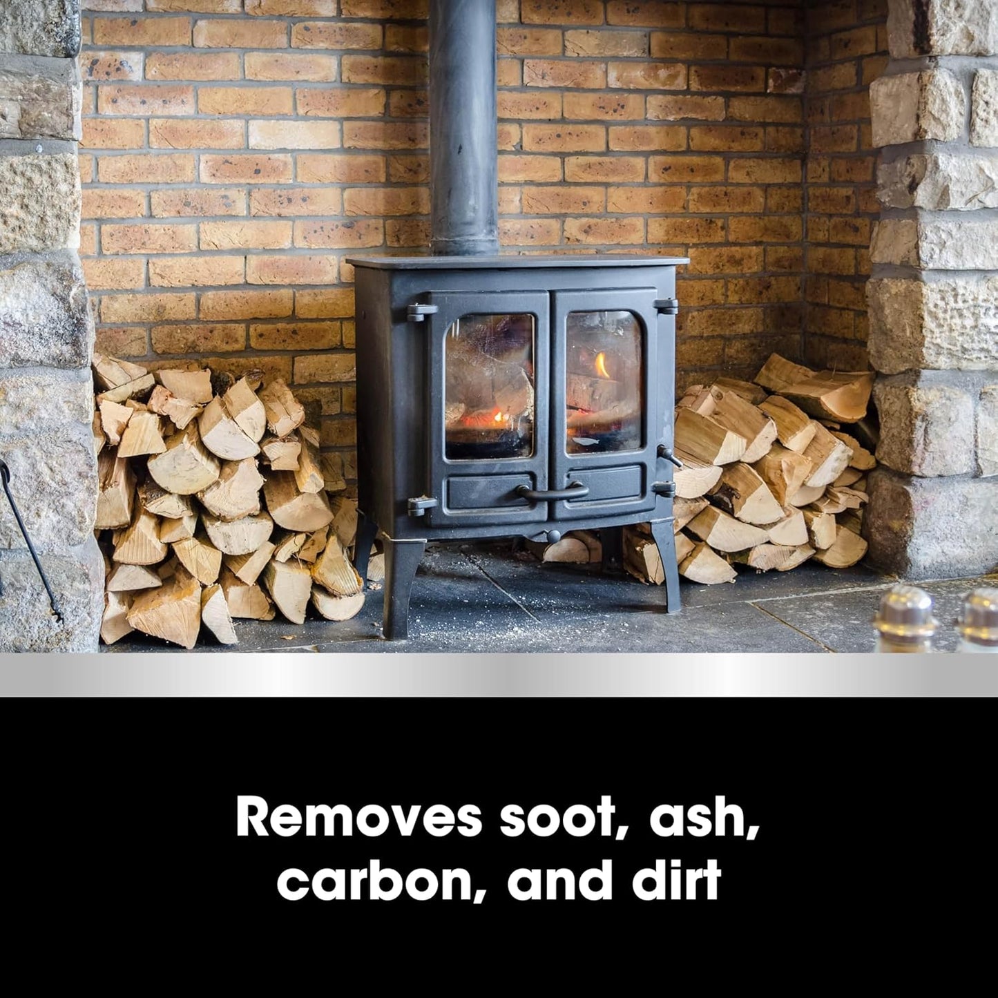 Furniture Clinic Stove Glass & Metal Cleaner - For Log Burner and Fireplace Glass Doors - Removes Soot, Dirt & Ash - Instant Results - 500ml / 17oz