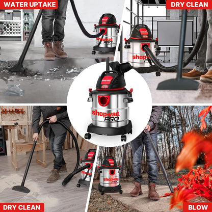 Shop-Vac 12 Gallon 6.0 Peak HP Wet/Dry Vacuum, Stainless Steel Tank, 3 in 1 Function Portable Shop Vacuum with Attachments, Drain Port, Ideal for Jobsite, Garage & Workshop. 5926211