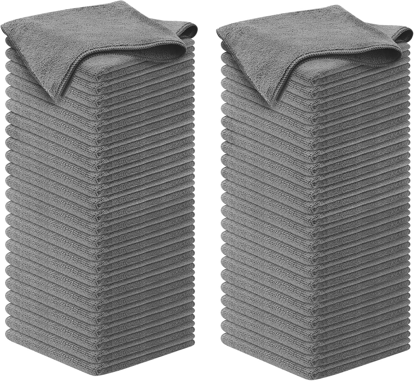 USANOOKS Microfiber Cleaning Cloth Grey - 12 Pcs (12.5"x12.5") - High Performance - 1200 Washes, Ultra Absorbent Microfiber Towel Weave Grime & Liquid for Streak-Free Mirror Shine - Car Washing Cloth