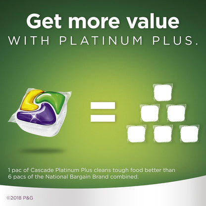 Cascade Platinum Plus ActionPacs Dishwasher Detergent Pods, Dishwasher Soap, Mountain, 52 Count