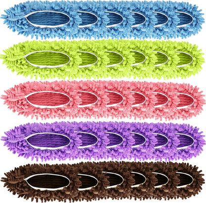 Mop Slippers Shoes 5 Pairs (10 Pieces) - Microfiber Cleaning House Mop Slippers, Floor Cleaning Tools Shoe Cover, Soft Machine Washable Reusable Microfiber Foot Socks for House Kitchen Office