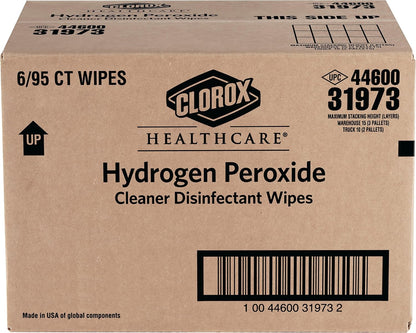 Clorox Healthcare Hydrogen Peroxide Cleaner Disinfectant Wipes, 12" x 11", Bucket, 185 Count (Package May Vary)