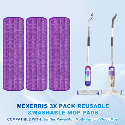 Spray Wet Mops for Hardwood Floor Cleaning: MEXERRIS Floor Mop with 5 Washable Pads for Swiffer Powermop & 2 Refillable Bottles - Home Commercial Dust Dry Mops for Wood Laminate Vinyl Tiles Ceramic
