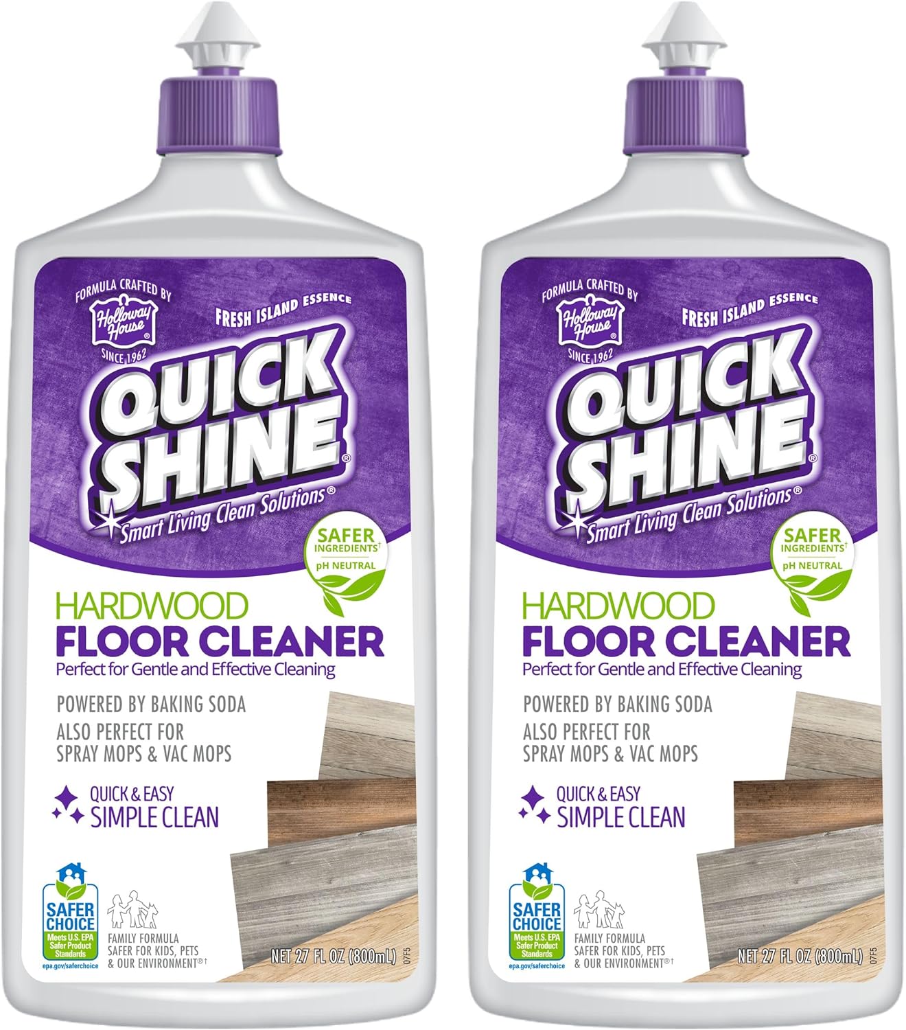 Quick Shine Hardwood Floor Cleaner 64oz | Use in Spray & Vac Mops | Removes Dirt & Scuff Marks | Ready-to-Use, Streak Free, No Rinse | Safer Choice Cleaner |Perfect for Gentle and Effective Cleaning