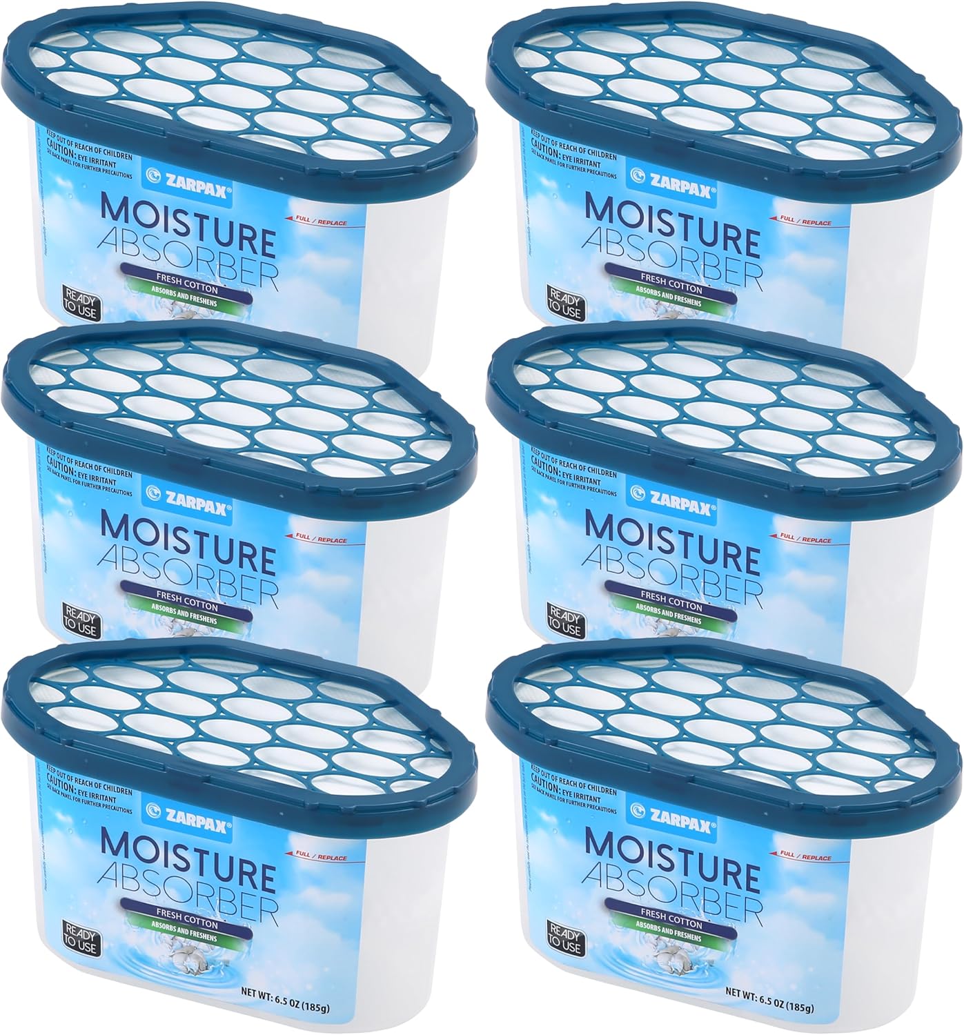 ZARPAX Moisture Absorber Activated Charcoal 10.5 oz/300g | Removes Moisture, Damp, Humidity & Odors | Odor Absorber | Moisture Trap for Bathroom, Closet, Kitchen & Small Spaces | Set of 6