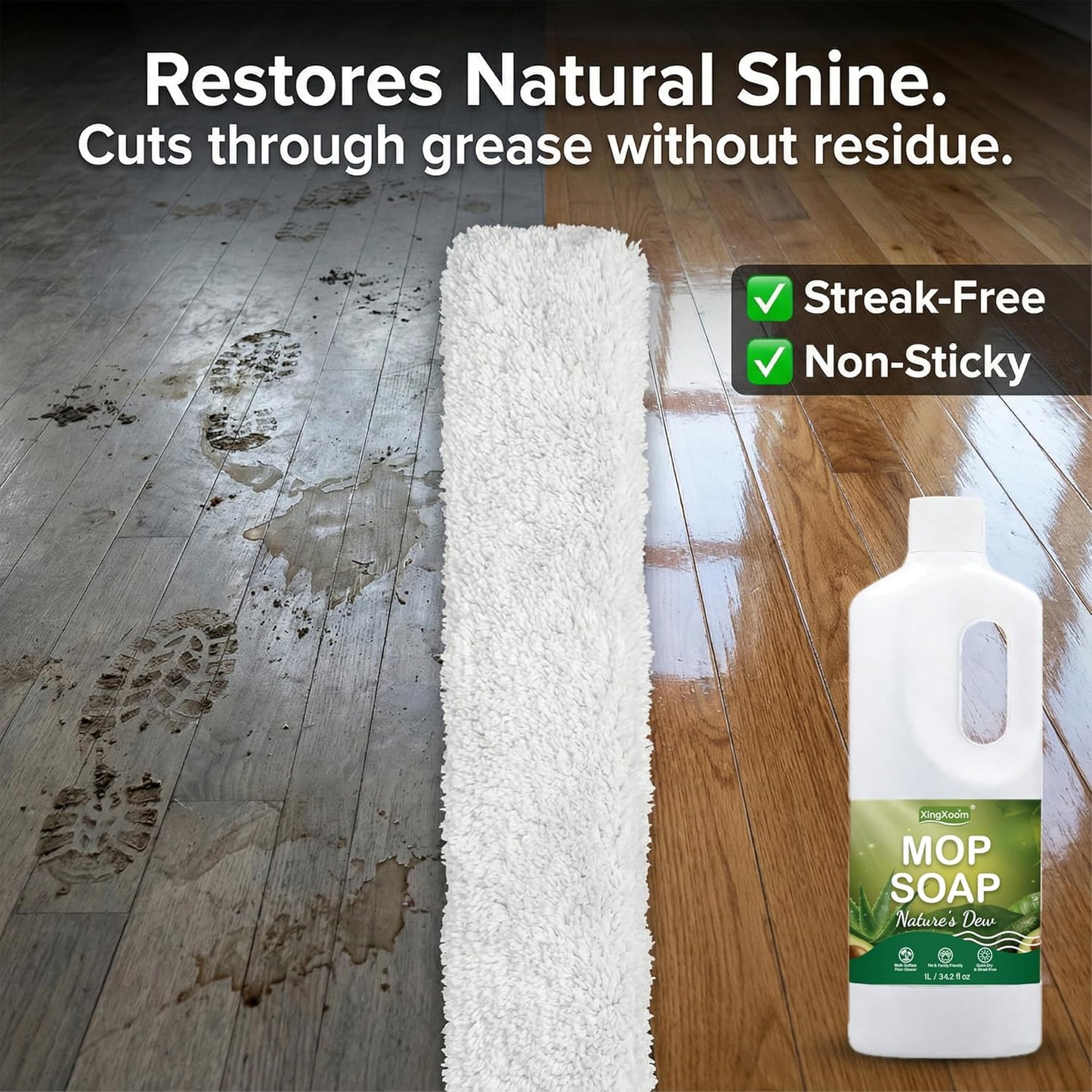 Scented Mop Soap - Premium Floor Cleaner Concentrate for Tile, Wood & Laminate, Streak-Free Low Foam Mopping Solution, Luxury Home Aromatherapy, 1L / 34.2 fl oz (Twilight Mist)