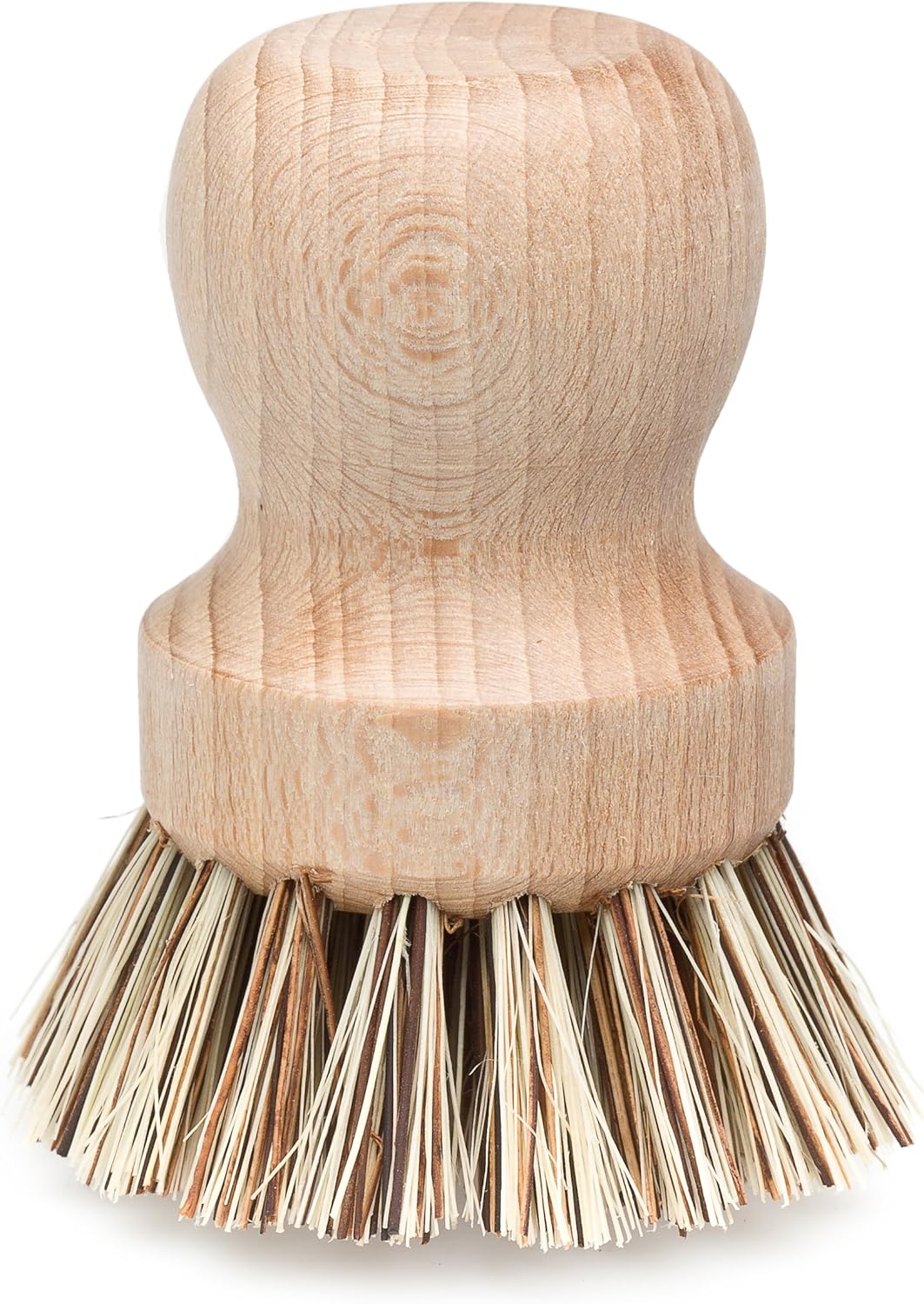 Redecker Pot Brush, Union Fibre, 2-Pack Heavy Duty Scrub Brushes for Pots, Cast Iron & Baked-On Residue, Beechwood, 2.6-Inch Round, Made in Germany