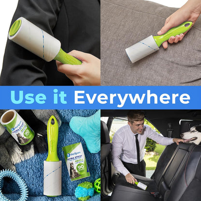 PetLovers Extra Sticky Lint Roller Mega Value Set 450 Sheets for Pet Hair Removal and Clothes, Dog and Cat Lint Remover 5 Pack