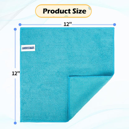 FIXSMITH Microfiber Cleaning Cloth - Pack of 8, Size: 12 x 16 in, Multi-Functional Cleaning Towels, Highly Absorbent Cleaning Rags, Lint-Free, Streak-Free Cleaning Cloths for Car Kitchen Home