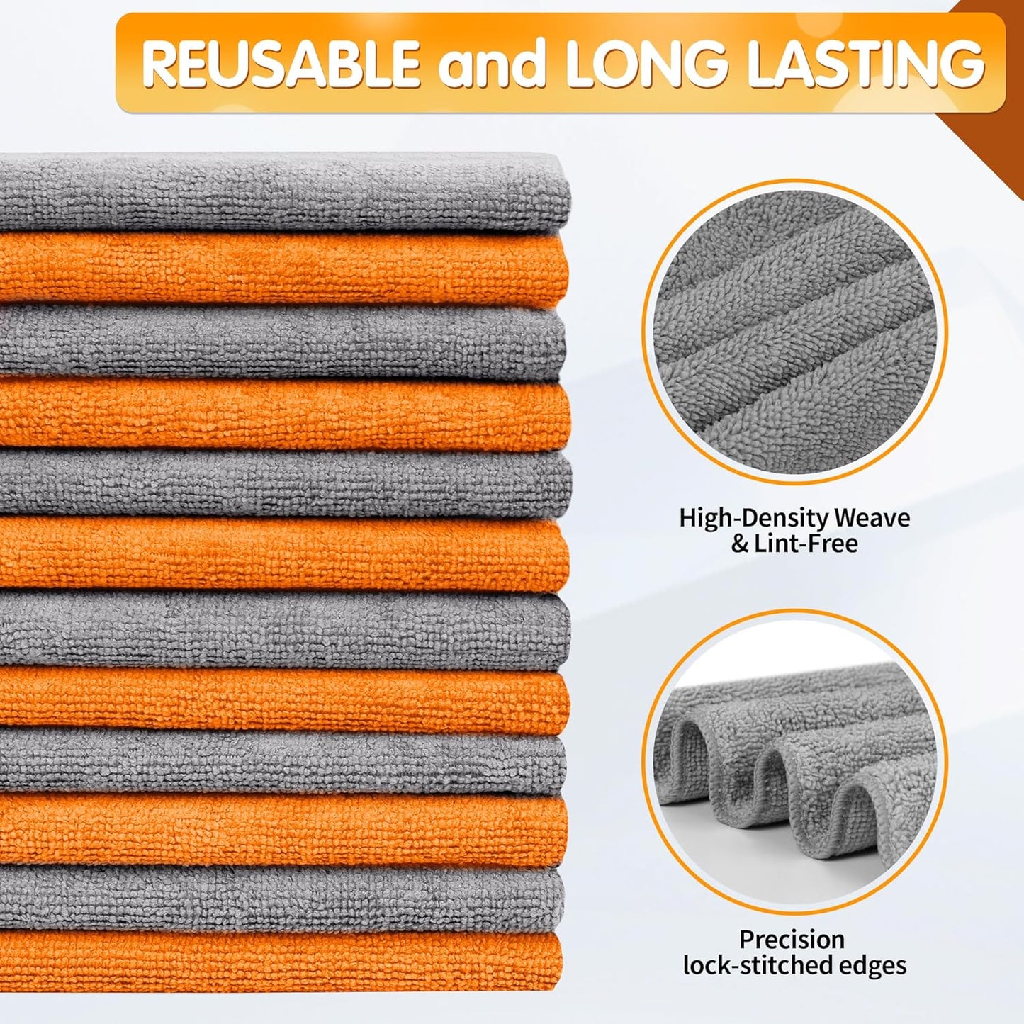 FIXSMITH Microfiber Cleaning Cloth - Pack of 8, Size: 12 x 16 in, Multi-Functional Cleaning Towels, Highly Absorbent Cleaning Rags, Lint-Free, Streak-Free Cleaning Cloths for Car Kitchen Home