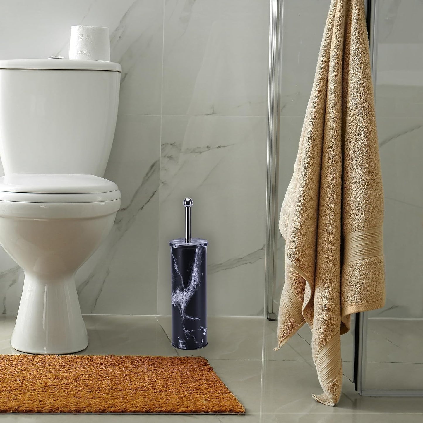 Deep & Sturdy Toilet Bowl Brush with Holder - Durable Scrubbing - Toilet Cleaners - Household Essentials - Silicone Brush - Bathroom Cleaner - Cleaning Supplies - Household Supplies, White