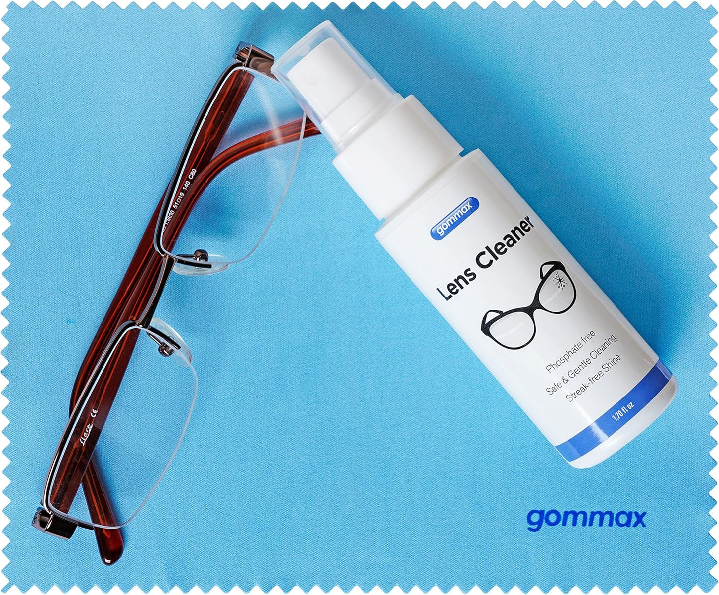 Lens Cleaner Kit with Glasses Cleaning Cloth, Eyeglass Cleaner Spray, Glasses Cleaner Kit, Safe for Coated Lenses, Sunglasses Cleaning Solution 1.7 fl oz