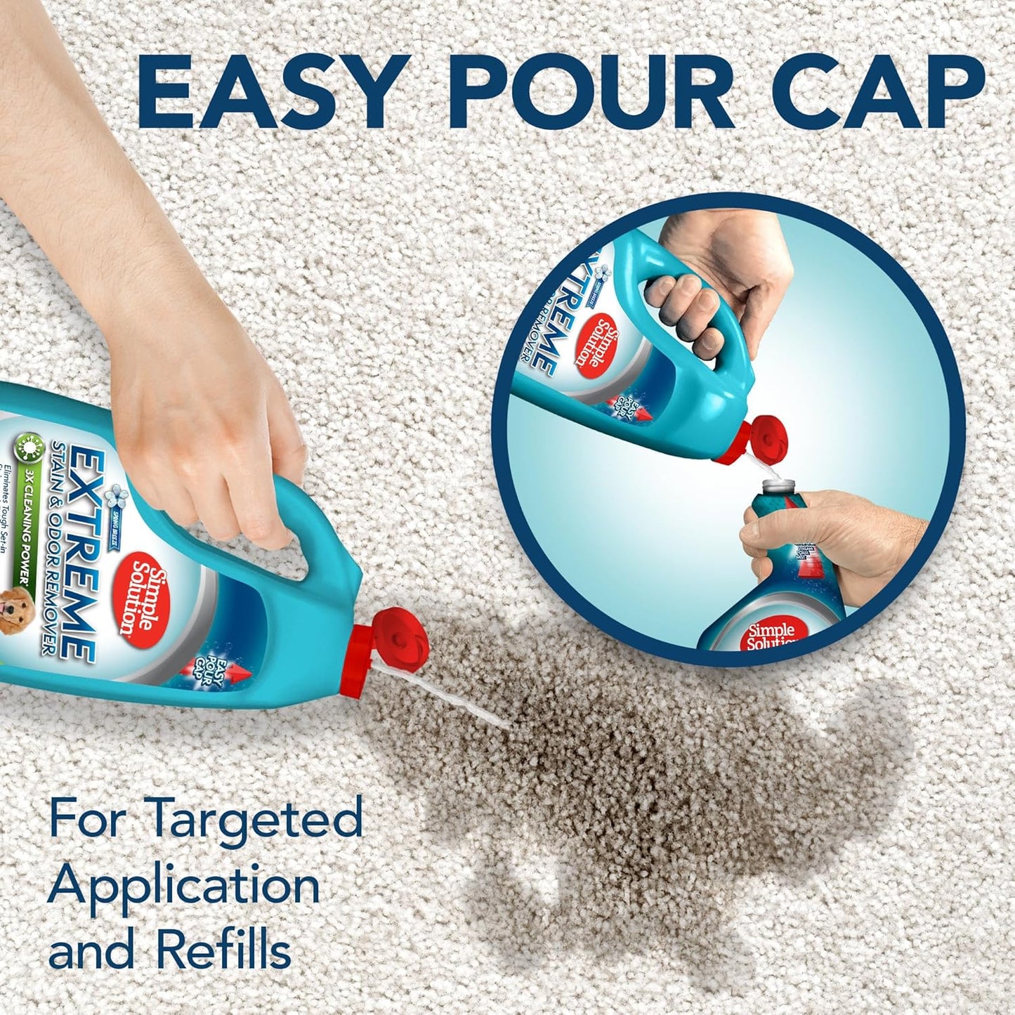 Simple Solution Extreme Pet Stain and Odor Eliminator Spray, Enzymatic Cleaner With 3X Pro-Bacteria Cleaning Power for Dogs & Cats, Strong Urine, Pee and Poop Smell Remover for Carpets & Floors, 32 oz