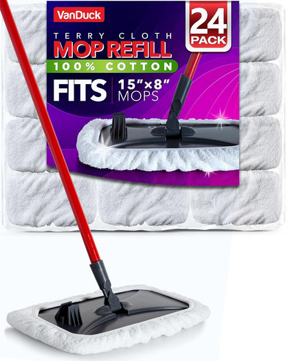 VanDuck 100% Cotton Terry Mop Pad 15x8 inch (12-Pack)