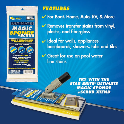 STAR BRITE Ultimate Magic Sponge - Boat Scuff Eraser Melamine Scrubber with Reinforced Core - 2 Pack (041000)