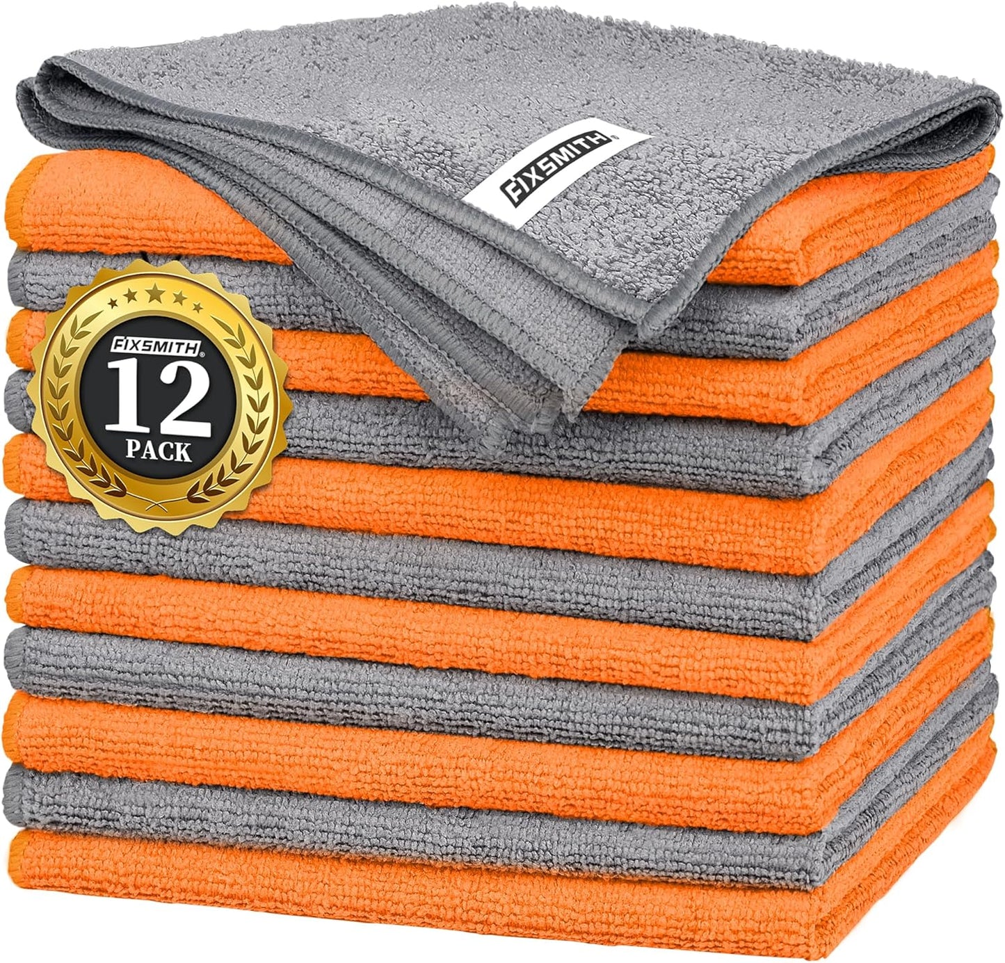FIXSMITH Microfiber Cleaning Cloth - Pack of 8, Size: 12 x 16 in, Multi-Functional Cleaning Towels, Highly Absorbent Cleaning Rags, Lint-Free, Streak-Free Cleaning Cloths for Car Kitchen Home
