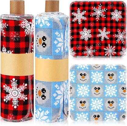 Redbaker 50 Pcs Reusable Paper Towels Paperless Reusable Cotton Cloths Toilet Absorbent Washable Paper Towels with Roll Kitchen Dishcloth for Kitchen Paperless Dishcloths(Stripe)