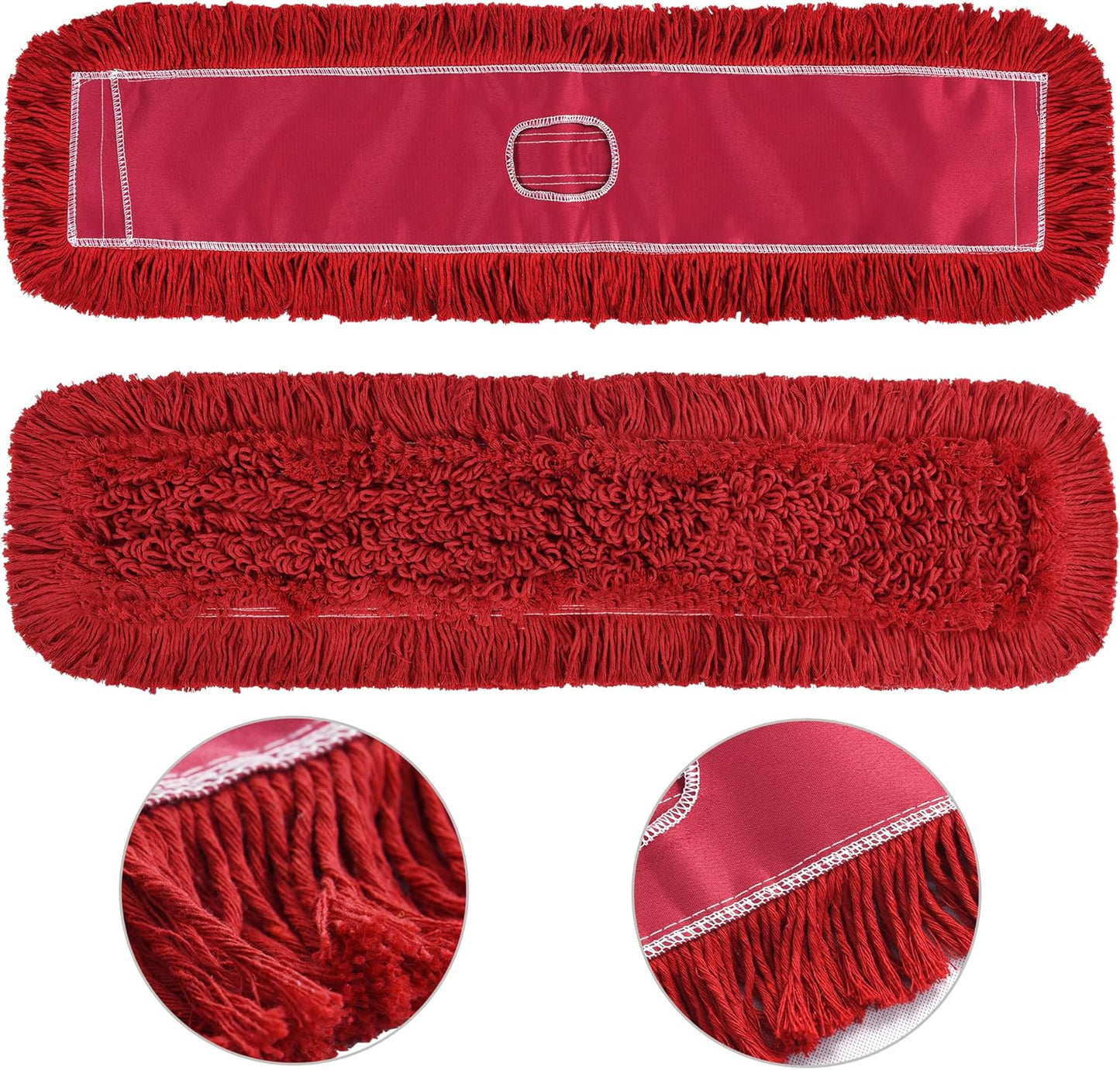 Matthew Cleaning 24'' Industrial Strength Cotton Dust Mop Refill Washable Replacement Heads for Residential & Commercial Use Fit Standard Dust Mop Frames, Hardwood, Laminate, Concrete Floors 3 Pack