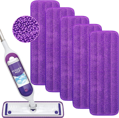 Reusable Power Mop Refills Pads Compatible with Swiffer PowerMop Mop - Microfiber Power Mop Pads Refill for 13 ''-15 '' Spray Mop- Washable Pads for Multi-Surface Floor Cleaning, 4 Pack