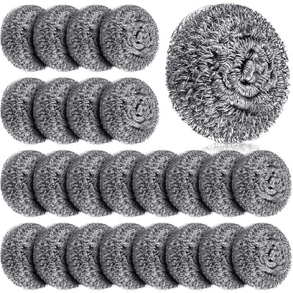 Honeydak 5 Pack Stainless Steel Scourers Steel Wool Scrubbers Bulk Separately Packaged 3 Inch, 25 Gram Metal Scourers Sponges Wire Scouring Pad for Stove Pot Pan Oven Kitchen Restaurant(Classic)