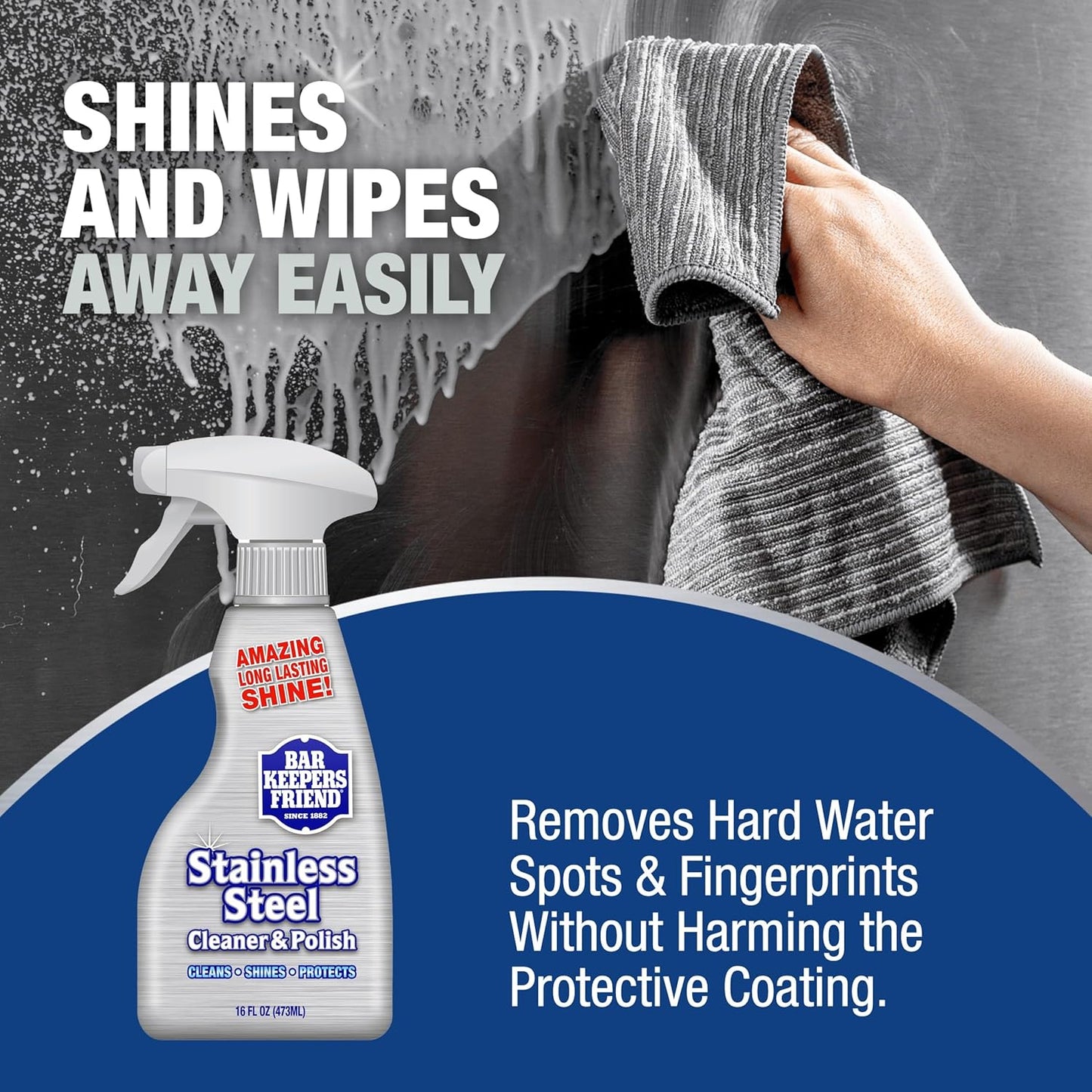 Bar Keepers Friend Stone & Granite Cleaner and Polish (25.4 oz) Plus 1 Microfiber Cloth, 2pc Cleaning Kit, Multi Surface Cleaner for Use on Natural, Manufactured & Polished Stone Countertops