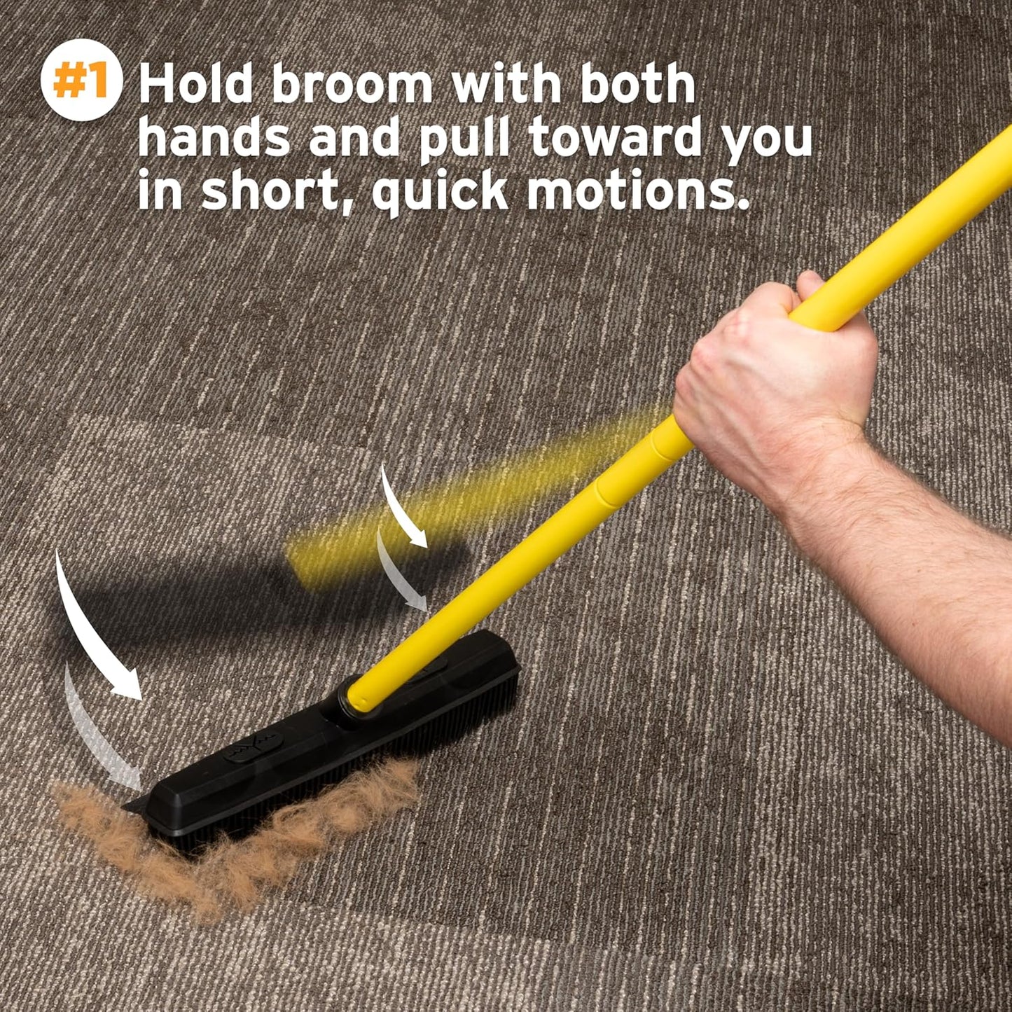 FURemover Pet Hair Removal Rubber Broom, 61" Telescopic Handle