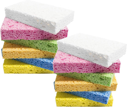 Cellulose Sponges,Heavy Duty Scrub Kitchen Sponge,Clean Tough Messes Without Scratching Sponges Kitchen,Pop Up Eco Sponges DIY Orange (6 Pack)