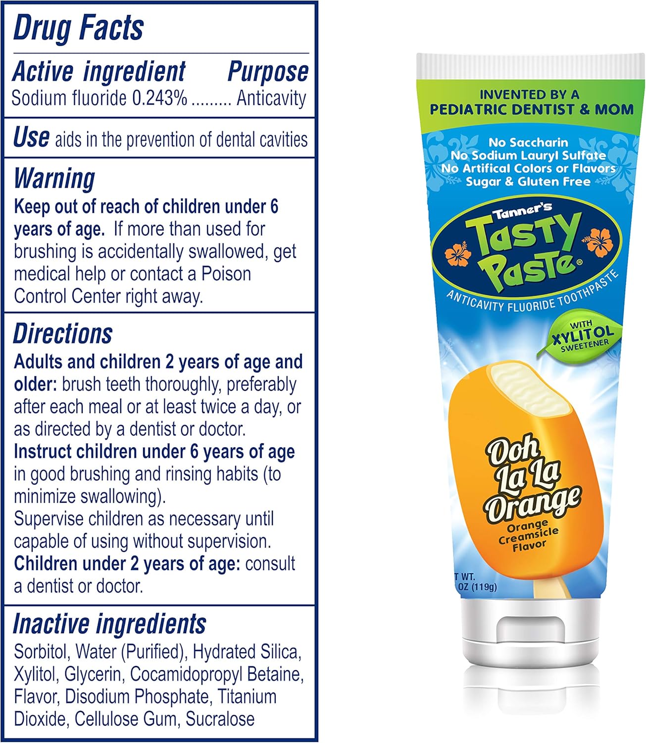 Tanner's Tasty Paste Cha Cha Chocolate Anti-Cavity Fluoride Toothpaste 4.2 oz.