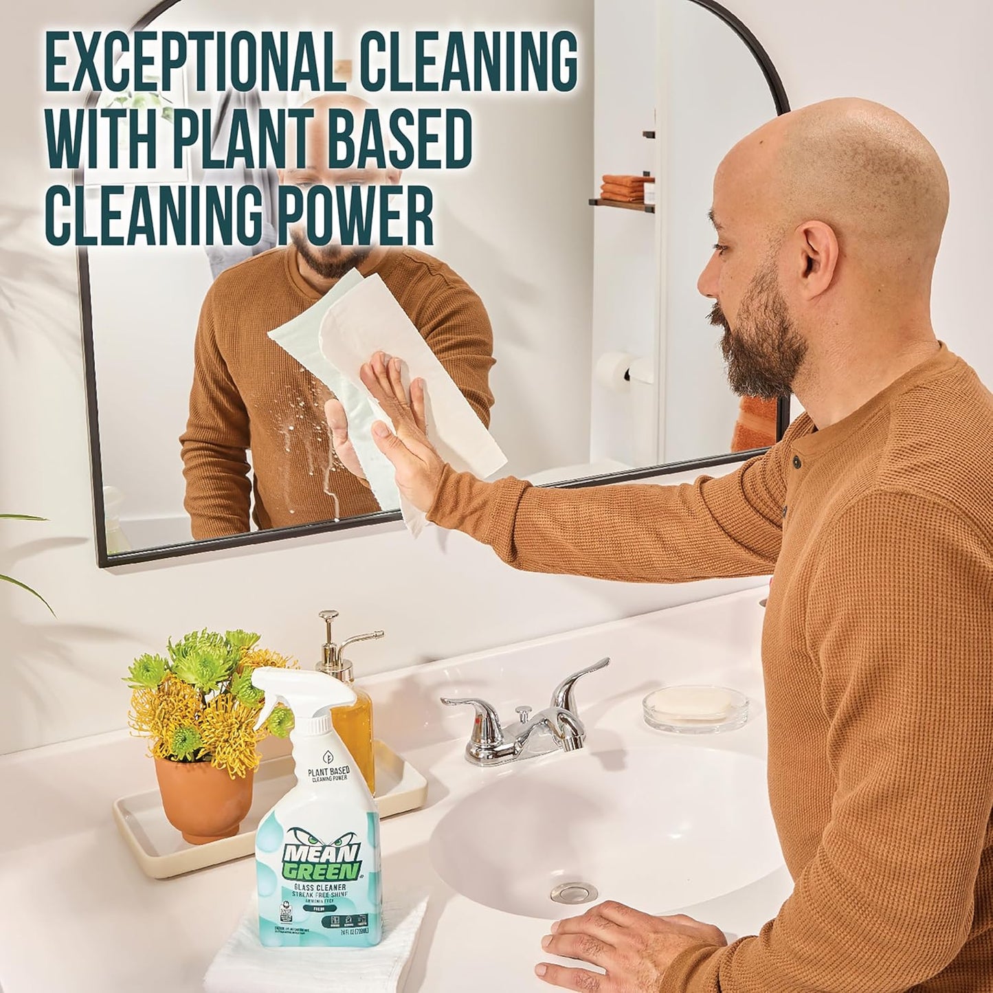 Mean Green Glass Cleaner Spray, Fresh Scent, 24 oz – Streak-Free Shine, Ammonia-Free, Windows, Mirrors, Glass & Chrome Surfaces