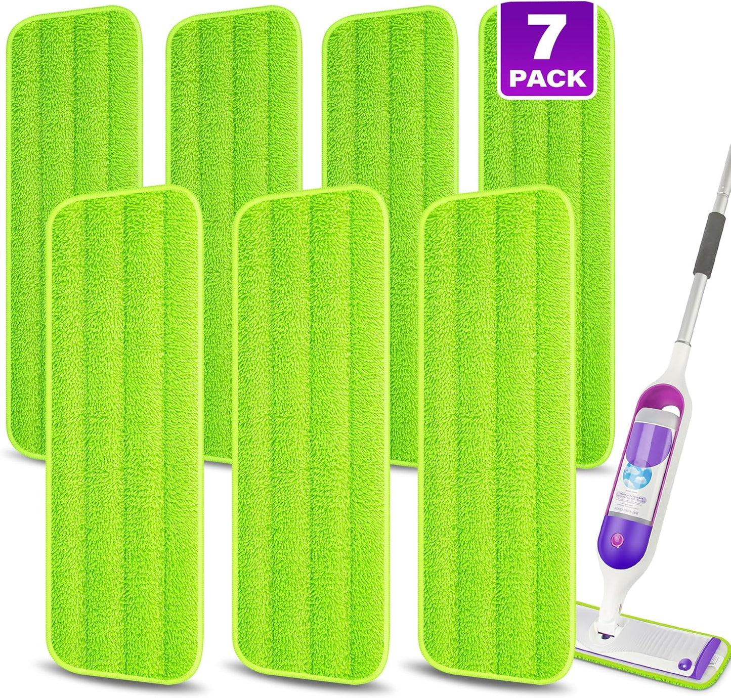7 Count Reusable Microfiber Mop Pads for Swiffer PowerMop - MEXERRIS Microfiber Wet Pads Refills PowerMop Pads Machine Washable Hard Wood Floor Mop Pads Replacement for 13''-15'' Spray Wet Mops
