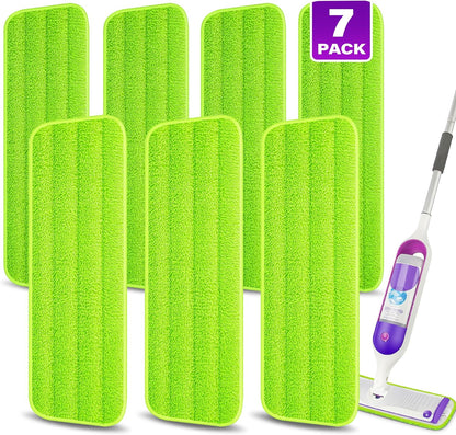 7 Count Reusable Microfiber Mop Pads for Swiffer PowerMop - MEXERRIS Microfiber Wet Pads Refills PowerMop Pads Machine Washable Hard Wood Floor Mop Pads Replacement for 13''-15'' Spray Wet Mops