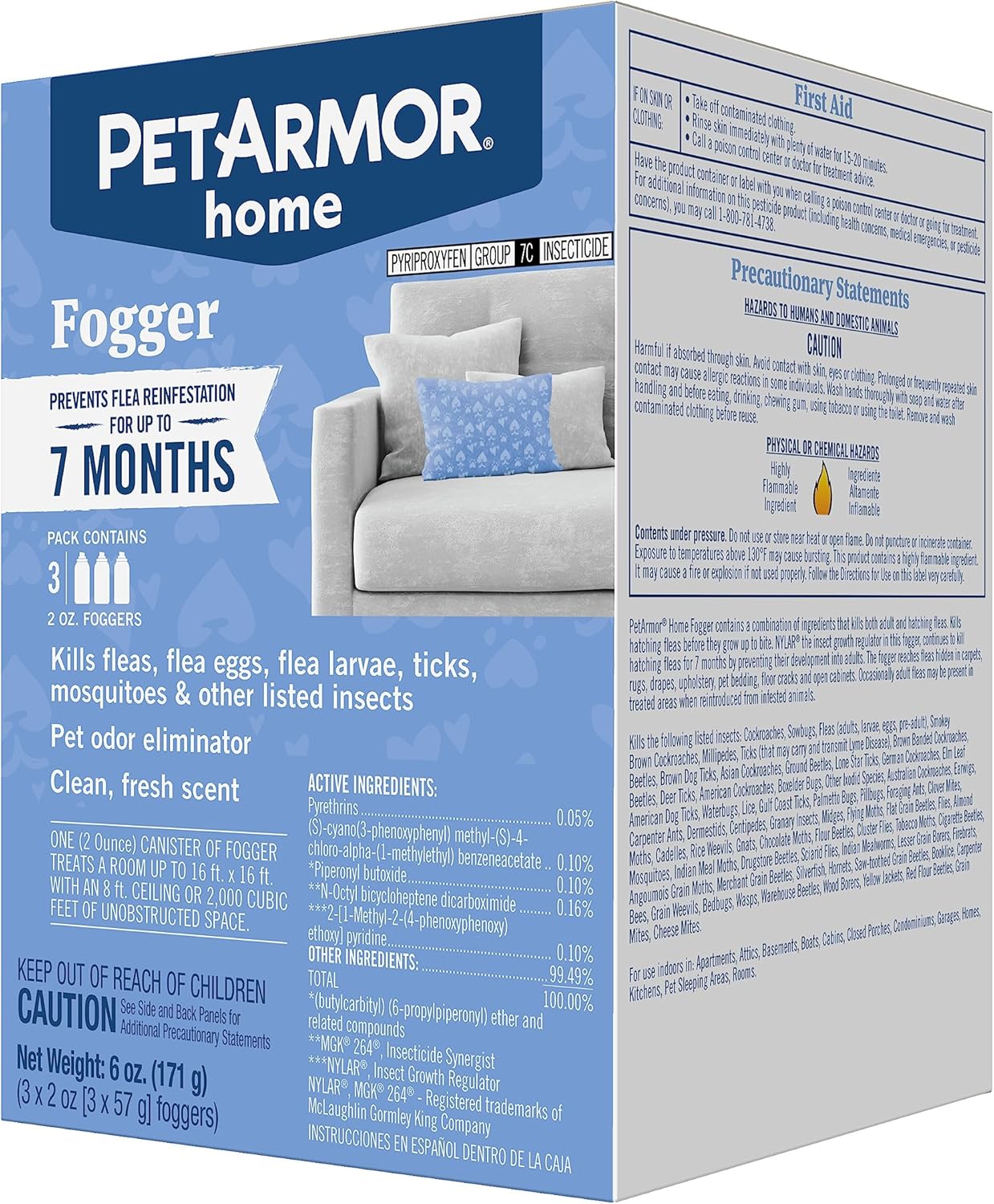 PETARMOR Home Carpet Powder for Fleas and Ticks, Protect Your Home From Fleas and Deodorizes Carpets, 16 Ounce