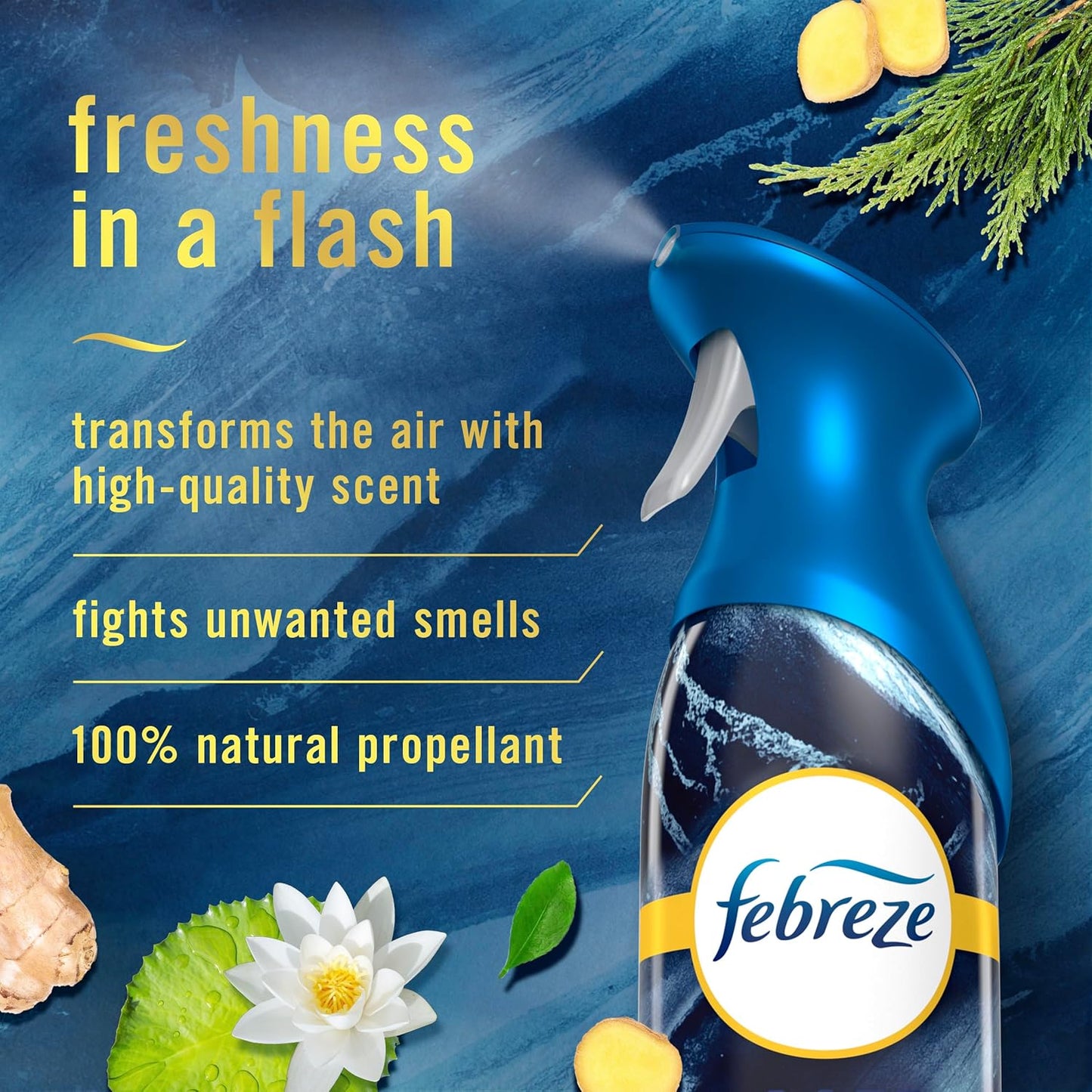 Febreze Air Mist Air Freshener Spray, Odor-Fighting Room Spray, Air Fresheners for Home and Bathroom and Kitchen, Aerosol Can, Mountain Scent, Purple, 8.8oz (Pack of 3)