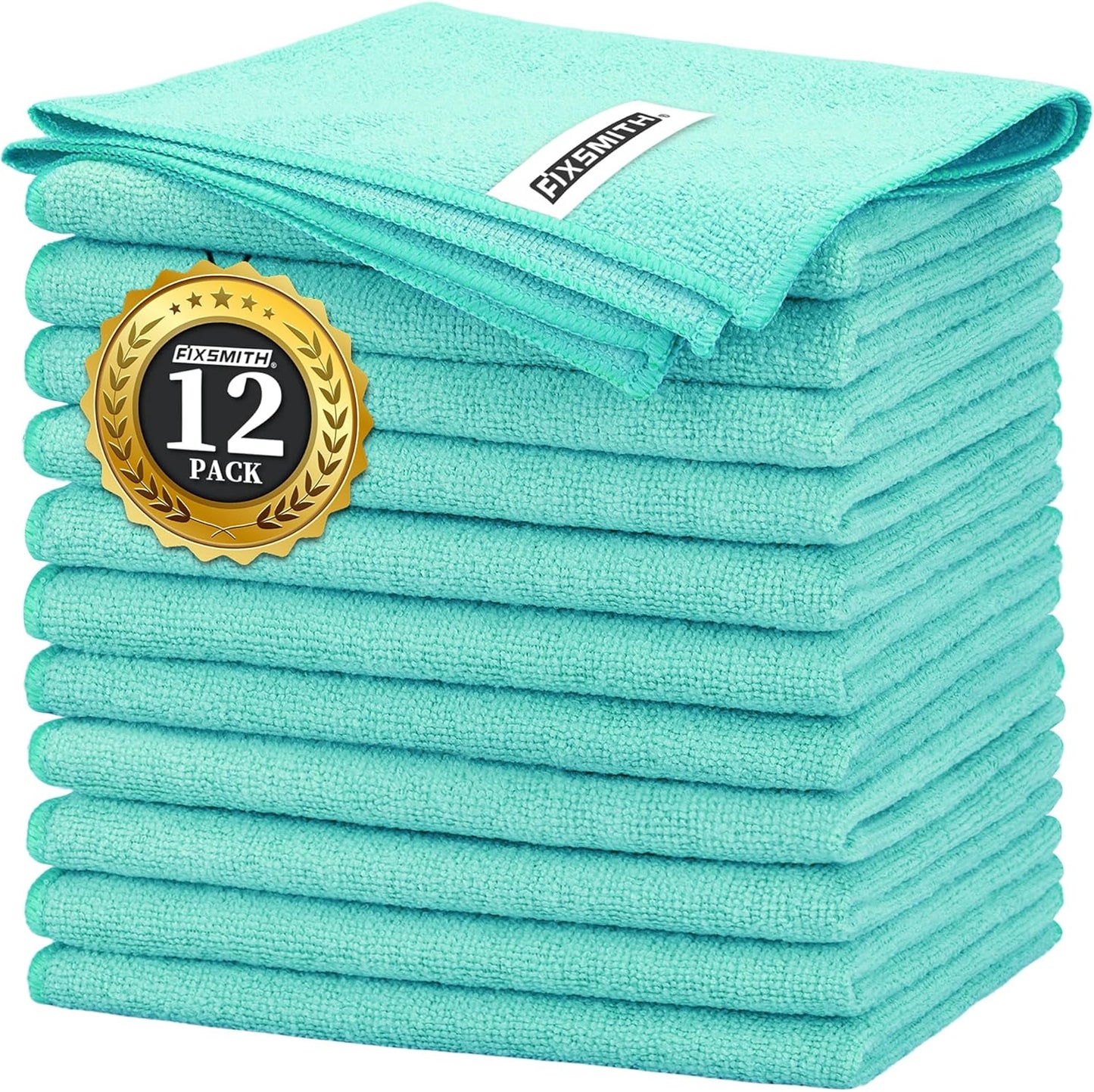 FIXSMITH Microfiber Cleaning Cloth - Pack of 8, Size: 12 x 16 in, Multi-Functional Cleaning Towels, Highly Absorbent Cleaning Rags, Lint-Free, Streak-Free Cleaning Cloths for Car Kitchen Home