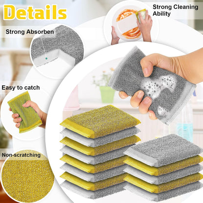 Thyle 36 Pack Steel Scrub Sponges for Dishes Non Scratch Scouring Multi Use Metal Scrubber Heavy Duty Dish Wash Kitchen Sponge for Pot Dish Washing Hard Surface Cleaning (Gray)
