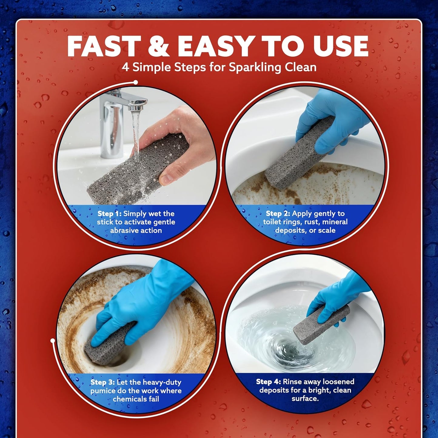 PUMIE Pumice Scouring Stick (1 Pack) - Extra Strong, Heavy Duty Pumice Cleaning Stone for Bathroom, Kitchen, Grill - Scouring Stick for Cleaning Pool, Rust, Stains & Hard Water Rings