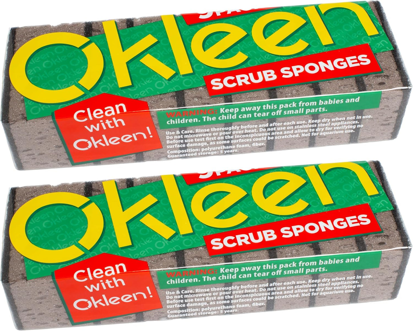 Green Multi Use Scrub Sponge. Made in Europe. 9 Pack, 4.3x2.8x1.4 inches. Odorless Heavy Duty and Non Scratch Fiber. Best, Durable, Delicate, Porous, Non Cellulose Kitchen Sponges and Scrubbers