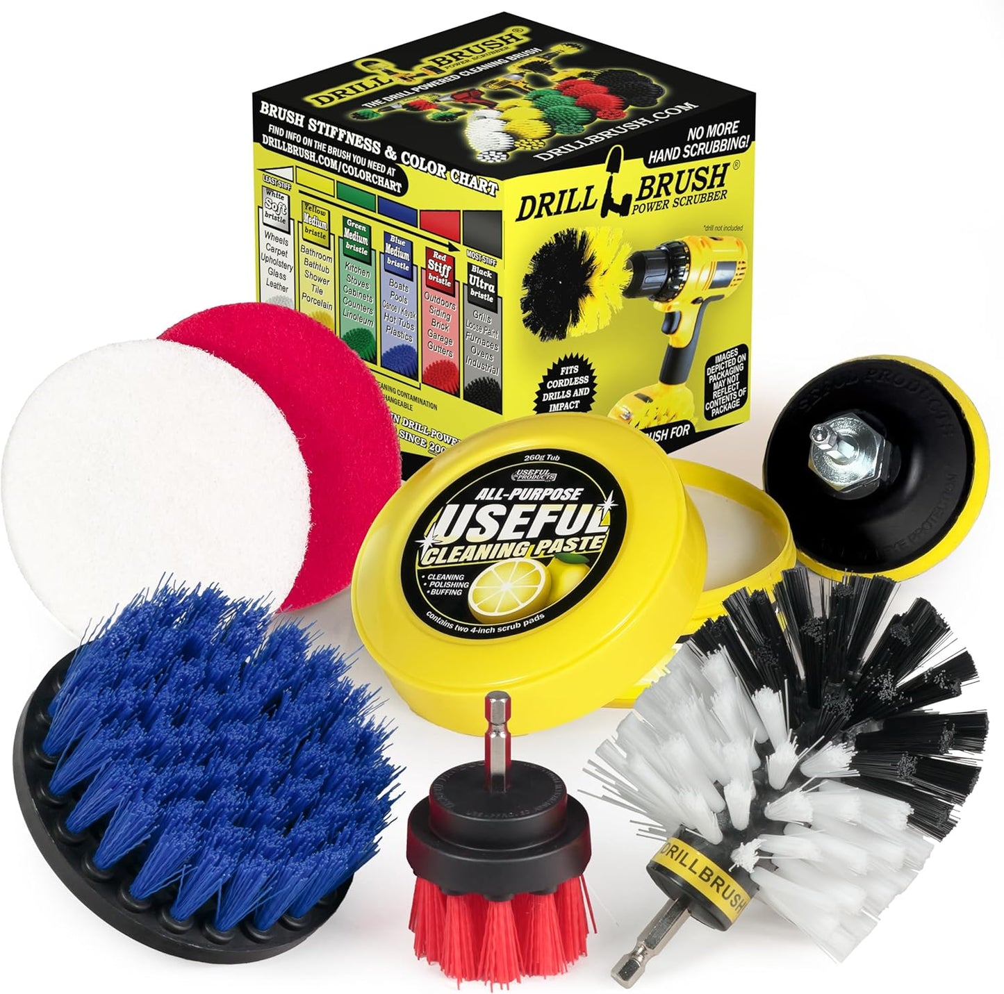 Electric Spin Scrubber Kitchen Cleaning Set with Multi-Purpose Cleaner Paste - Lemon Lime Scented, Stainless Steel Appliance, Oven, Stove Top, Microwave, Sink, Counter Top, Grout, Baseboard Cleaner