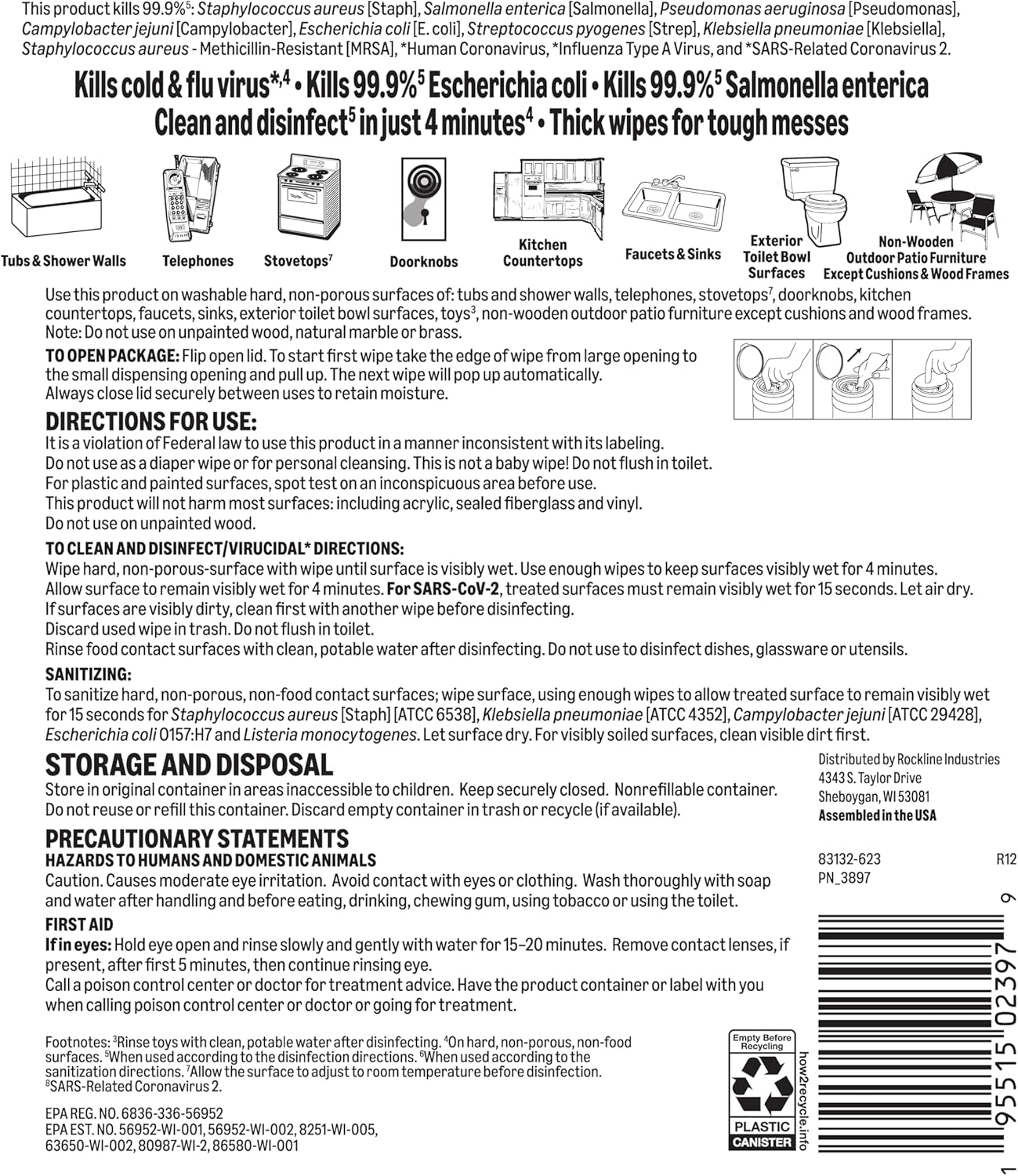 Amazon Basics Disinfecting Wipes, Lemon & Fresh Scent, Thick, Sanitizes/Cleans/Disinfects/Deodorizes, 340 Count (4 Packs of 85)