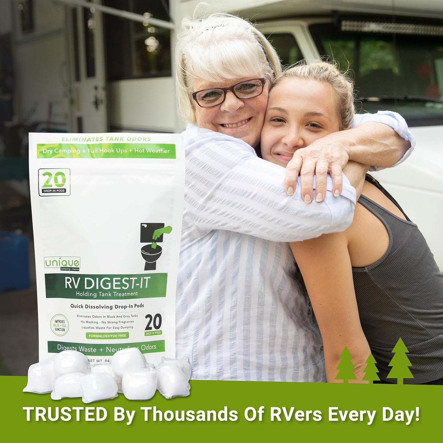 Unique RV Digest-It Plus RV Tank Treatment Pods – 16 Treatments, Breaks Down Waste & Toilet Paper + Eliminates Odors at Source, RV Black Tank Treatment