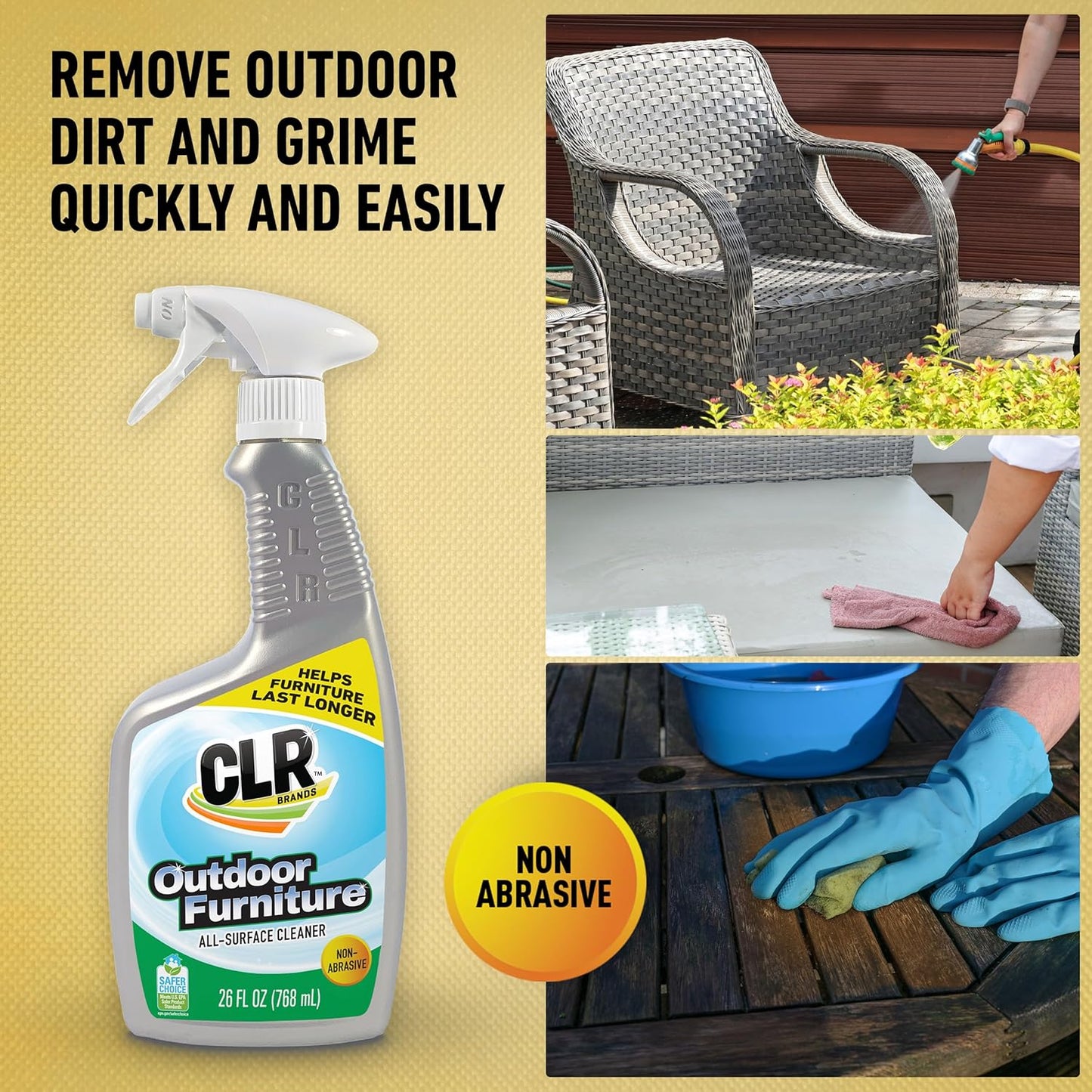 CLR Outdoor Furniture Cleaner, Multi-Surface, 26 Ounce Spray Bottle (Packaging May Vary)