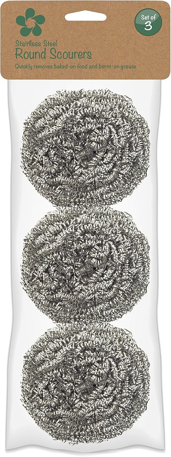 HIC Kitchen Scouring Pad and Dish Scrubbers, Scratch Resistant and Non-Stick, Set of 3, Assorted