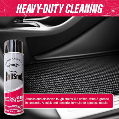 RemoovABull Carpet & Upholstery Stain Remover – Fast Acting, Powerful Cleaner for Oil, Grease, Dirt, Coffee, Urine & More – Ideal for Car Interiors, Fabrics, & Carpets – Made in the USA