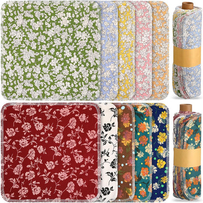 Redbaker 50 Pcs Reusable Paper Towels Paperless Reusable Cotton Cloths Toilet Absorbent Washable Paper Towels with Roll Kitchen Dishcloth for Kitchen Paperless Dishcloths(Stripe)