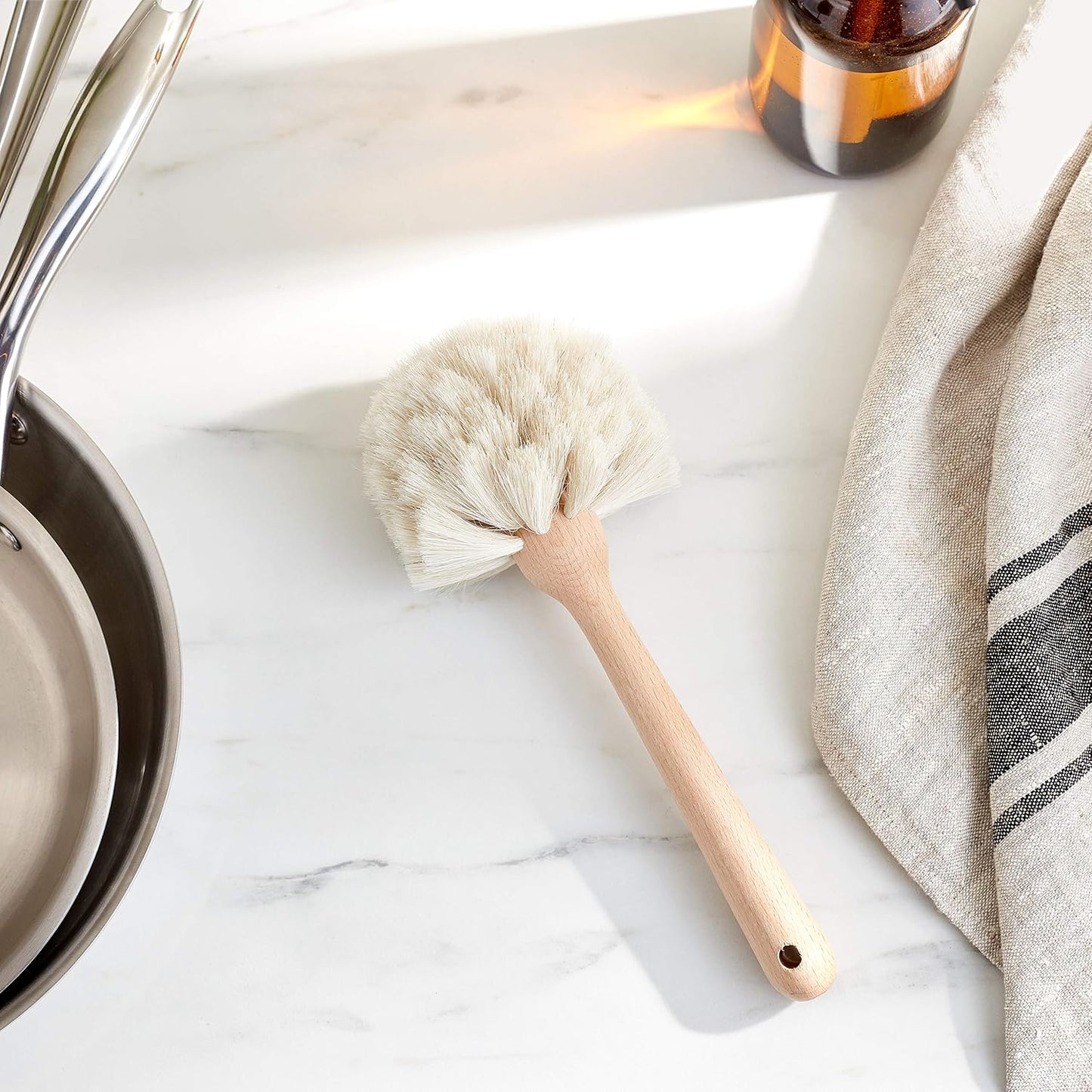 Fox Run Kitchen Brush, Stainless Steel Cleaning Brush for Tumblers, Glasses, Dishes, and Pans, 10.25"