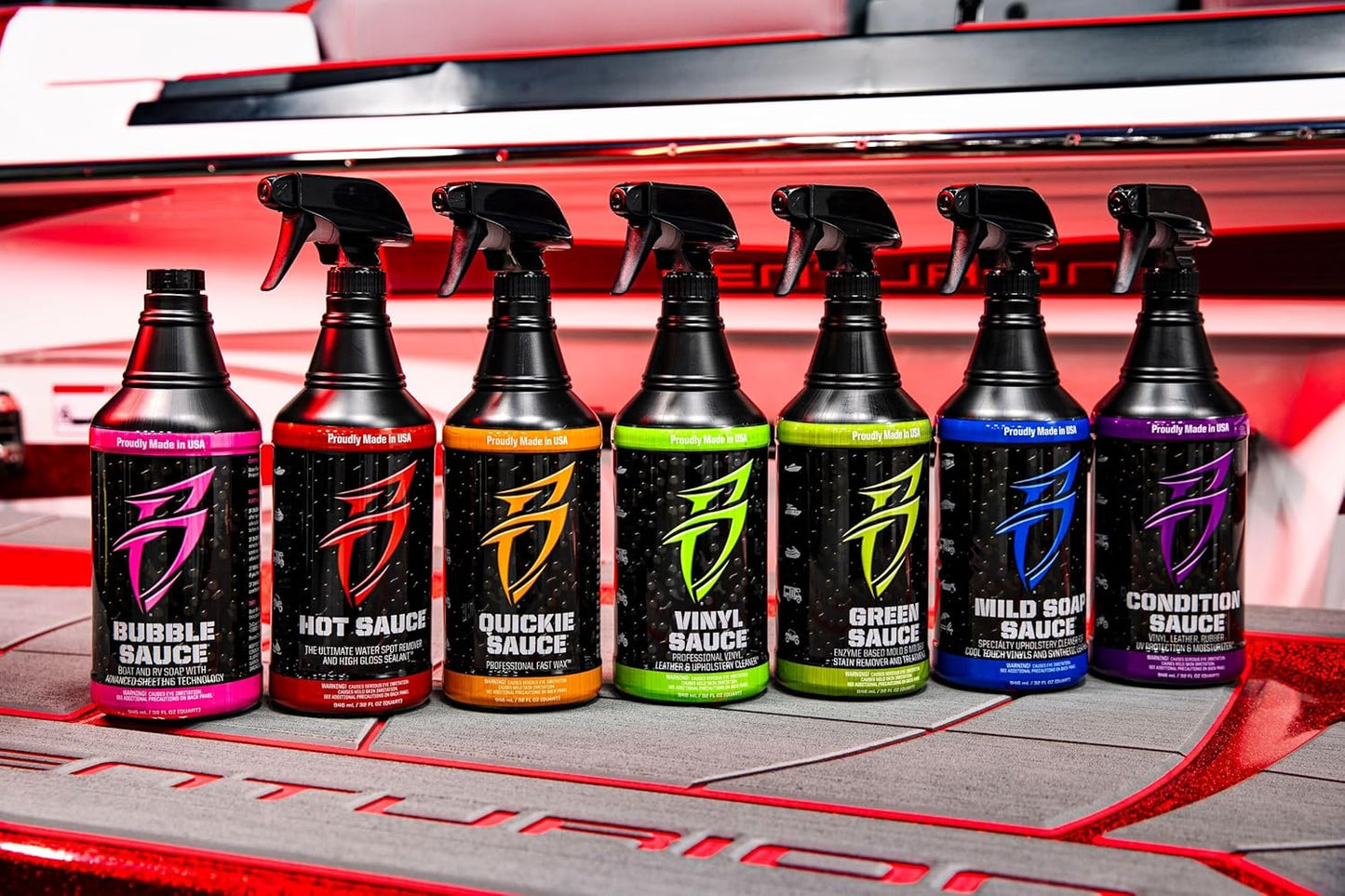Boat Bling Hot Sauce Premium Hard Water Spot Remover w/High-Gloss Wax Sealants, 32 oz., black